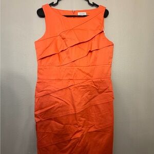 Calvin Klein Vibrant Orange Midi Dress
